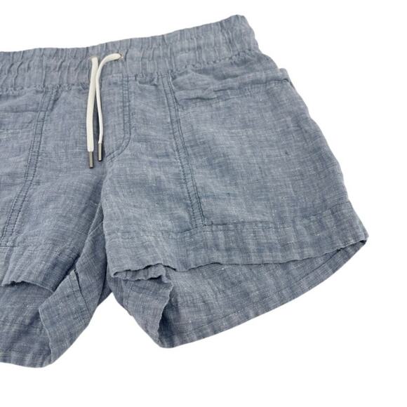 Athleta Cabo Linen 4″ Chambray Shorts Light Blue Chambray Size 0 - Picture 3 of 5